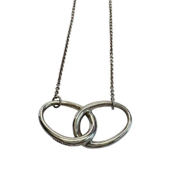 Tiffany and Co Elsa Peretti Large Double Loop Pendant Necklace 15" - Sterling - Picture 6 of 11